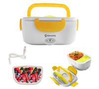BEHOME Gamelle Chauffante Électrique Portable 40W 2 Récipients Amovibles 1,5 Litre, Lunch Box chauffante pour Camion, Bebé, Ecole, Bureau (Jaune)