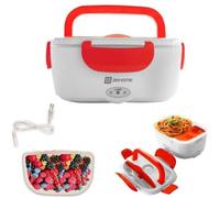 BEHOME Gamelle Chauffante Électrique Portable 40W, 2 Récipients Amovibles 1,5 Litre, Lunch Box chauffante pour Camion, Bebé, Ecole, Bureau (Rouge)