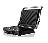 BEHOME Poêle à griller électrique avec double plaque en fonte antiadhésive 1800 W | Barbecue électrique température réglable et bac de collecte de graisse