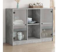 BEI CLORIS Armoire vitrine Sideboard gris béton 102x37x75,5 cm Bois composite - Commodes Nouveau2410010 2parcel