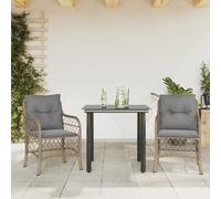 BEI CLORIS Meuble de jardin Set de meubles de balcon Set de 3 pièces Bistro avec coussins Mélange beige Poly rotin - Meubles de jardin Nouveau2609615 2parcel