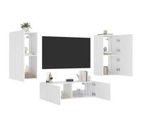 BEI CLORIS Meuble TV 3 pièces avec luminaires LED Blanc - Armoires TV Nouveau3590258 3parcel