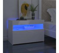 BEI CLORIS Tables de nuit avec lampes LED Lot de 2 Blanc brillant 60x35x40cm - Tables et armoires de chevet 2026Neu3028972