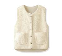 beifon Gilet Sans Manches Femme Polaire Doudoune Sans Manches Fourrure Veste Laine Couleur Unie Blouson Mode Bouton Matelassée