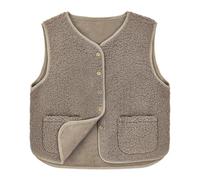 beifon Gilet Sans Manches Femme Polaire Doudoune Sans Manches Fourrure Veste Laine Couleur Unie Blouson Mode Bouton Matelassée