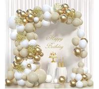Beige Birthday Balloon Arch Kit, 97 Pieces Balloon Garland Kit White and Gold with Beige Cream Balloon, Apricot Ar BALLON DECORATIF