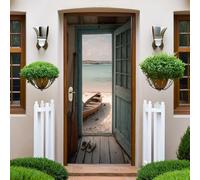 Beige Clair Autocollant Porte Bateau de plage Stickers de Porte 73x204 cm PVC Auto-Adhésif Imperméable Trompe L'oeil Papier Peint Muraux pour Cuisine Chambre Salle de Bain Decor