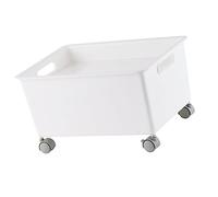 BEIJIALY Bac de Rangement en Plastique avec Poignée et roulettes, Panier de Rangement à roulettes, Boîte de Rangement Portable et Mobile de Grande Capacité pour Livres, Vêtements,(Blanc)