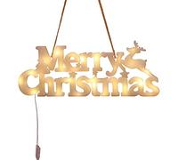 BEIJIALY Panneau Lumineux Joyeux Noël, Lettres Lumineuses Joyeux Noël à Suspendre, Guirlande LED, Décoration de Noël pour Porte de Cour, Arbre de Noël(Blanc)