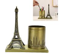 BEIJIALY Porte-stylo pour Bureau, Statue de la Tour Eiffel de Paris Rétro Organisateur de Bureau Porte-crayon en Métal Ornement Décoratif Vintage Conteneur de Stylo de Bureau pour Bureau D'étude de Ch