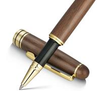 BEILUNER Coffret Stylo Bille Luxe en Bois de Noyer pour Signature et Bureau, Cadeau d‘Affaires ou de Noël avec Recharges Supplémentaires Encre Noire