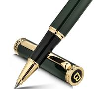BEILUNER Stylo Bille Luxe, Finitions Or 24K, Design Noble et Élégant, Recharge Schneider, Set-Cadeau Hommes/Femmes, Professionnel, Bureau, Belle Stylo (Vert & Or)