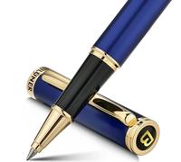 BEILUNER Stylo Bille Luxe, Finitions Or 24K, Design Noble et Élégant, Recharge Schneider, Set-Cadeau Hommes/Femmes, Professionnel, Bureau, Belle Stylo (Bleu & Or)