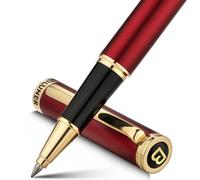 BEILUNER Stylo Bille Luxe, Finitions Or 24K, Design Noble et Élégant, Recharge Schneider, Set-Cadeau Hommes/Femmes, Professionnel, Bureau, Belle Stylo (Rouge & Or)