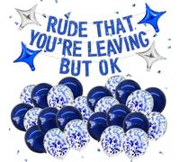 BEISHIDA Lot de ballons pré-enfilés à paillettes Rude that You're Leaving but ok - Décoration de fête de remise de diplôme - Fournitures de fête - Sans bricolage - Bleu argenté