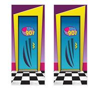 Beistle 53491 I Love The 90's Lot de 2 Housses de Porte en Plastique Multicolore