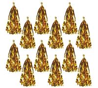 Beistle Lot de 12 Pompons à Franges en Plastique métallique pour fête d'anniversaire, réception de Mariage, fête prénatale, Remise de diplôme, 25 cm, doré