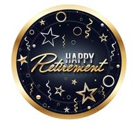 Beistle Lot de 16 assiettes jetables en carton « Happy Retirement » - 17,8 cm - Noir et doré