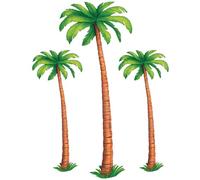 Beistle Lot de 3 décorations articulées en Papier cartonné pour décoration de fête hawaïenne sur Le thème Luau, Marron/Vert