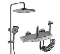 BEITH Colonne de Douche Thermostatique, 4 Touches de Piano Ensemble de Douche, 30x21cm Carré Pommeau de Douche, Douchette, avec Mitigeur Bain Caché, Pistolet à Peinture, Facile à Nettoyer