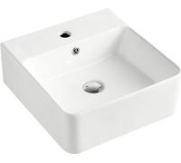 Beitz & Walz AqvaCeramica Lavabo à poser « SlimRim » avec robinetterie 400 x 420 mm blanc