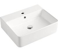 Beitz & Walz AqvaCeramica Vasque à poser « SlimRim » avec robinetterie, 520 x 420 mm, blanc