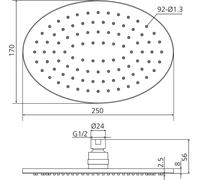 Beitz & Walz AQVADESIGN Kopfbrause 250 mm oval, chrom