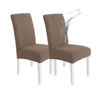 BEIWOSHA Housses de Chaise de Salle à Manger Pack 2/4/6,Extensibles | Housses de chaise universelles réglables, housse de chaise élastique(Café Claro,Paquete de 2)