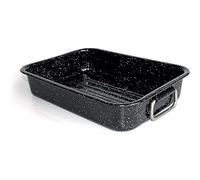 BEKA Plat à four rectangulaire Kitchen Roc – 32 x 22 cm – acier émaillé noir moucheté