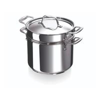 Beka Chef Marmite à Pâtes Inox 18/10 - 24 cm - 7,6 Litres - Panier Passoire Inclus - Tous Feux Compatible Induction, Argenté
