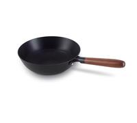 Beka Mandala Wok Céramique 24 cm Fonte Fer Recyclée Certifiée RCS - Manche Bois Acacia - Sans PFAS - Compatible Induction - Garantie 5 ans, Noir
