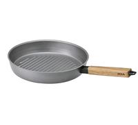 Beka Nomad - Poêle Gril Acier Carbone - 28 cm - Antiadhésif Naturel Sans PFAS - Poignée Bois - Tous Feux Compatible Induction, Noir