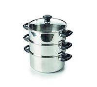 Beka Polo Cuiseur Vapeur Inox 18/10 - 20 cm - 2,8 L - 2 Paniers Vapeur - Couvercle en Verre - Compatible Induction