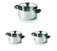 Beka Polo Faitout Inox 18/10-16, 20 et 28 cm - Tous Feux Dont Induction | Set of Ø 16 , 20 et 28 cm - acier inoxydable 18/10 - fond 3 couches - couvercle en verre - lave-vaisselle - garantie 10 ans