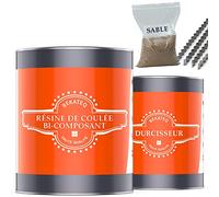 BEKATEQ Kit de résine époxy bicomposant - Transparent incolore - BK-450EP Résine de coulée pour réparer sols en béton, bois, carrelage - Étanche, inodore, durable - 3kg Résine, 2kg Sable, 60 Agrafes