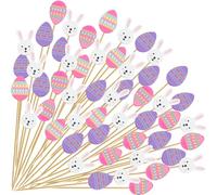 Bekeify 200 Pièces Brochettes Cocktail de Pâques 12 CM Brochettes en Bois de Bambou pour Pique Aperitif Oeufs Lapin de Pâques Pic Bâtonnets Cocktail Cure-Dents Bois pour Fingerfood Snacks Fêtes Déco