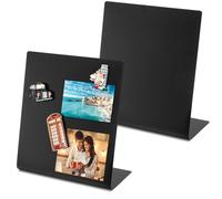 Bekith Lot de 2 tableaux d'affichage magnétiques avec support chevalet, 27,9 x 24,9 cm, tableau d'affichage magnétique en métal pour la maison, l'école, la cuisine, le bureau, noir