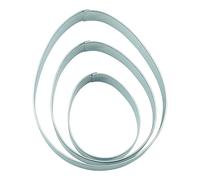 BekkiB 202122-Lot de 3 emporte-pièces "Œufs de Pâques" - Pour Pâques en 5/7 / 9 cm - Emporte-pièces en acier inoxydable - Décoration de Pâques