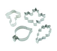 BekkiB 8804012 Lot de 4 emporte-pièces en forme de feuilles, champignon, érable, chêne, tilleul