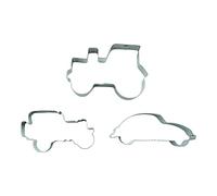 BekkiB 883-Lot de 3 emporte-pièces « véhicules » - Emporte-pièces pour véhicules tout-terrain, tracteur et voiture (coccinelle) - Moules adaptés au lave-vaisselle pour la pâtisserie et le bricolage