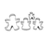 BekkiB 934-Lot de 4 emporte-pièces « homme en pain d'épice » - 3 bonhomme en pain d'épices dans différentes tailles et 1 femme en pain d'épice - En acier inoxydable