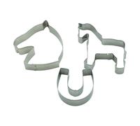 BekkiB - Lot de 3 emporte-pièces « cheval, fer à cheval et tête de cheval » - Emporte-pièces en acier inoxydable passent au lave-vaisselle - Pour la cuisson des biscuits - 8242