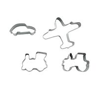 BekkiB - Lot de 4 mini emporte-pièces « véhicules » - Petits emporte-pièces pour voiture, tracteur, locomotive et avion
