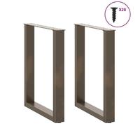 BEL-ACHAT* Base pour table Pieds de table à manger - Facile à installer - en forme de U - Lot de 2 - JMS - , acier naturel, 70x(72-7