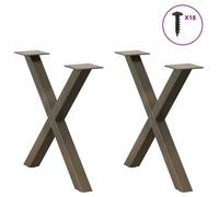 BEL-ACHAT* Base pour table Pieds de table basse - Facile à installer - en forme de X - Lot de 2 - JMS - , acier naturel, 60x(42-43)