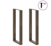 BEL-ACHAT* Base pour table Pieds de table de bar - Facile à installer - en forme de U - Lot de 2 - JMS - , acier naturel, 40x(100-10
