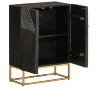 BEL-ACHAT* Buffet - Armoire de classement pour chambre/bureau - Meuble noir 55x30x76cm bois massif de manguier et fer @Pr9482096