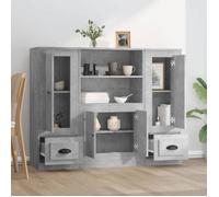 BEL-ACHAT* Buffets - Lot de 3 - Capacité généreuse - Cabinet Meuble Enfilade gris béton bois d'ingénierie Prom54476686