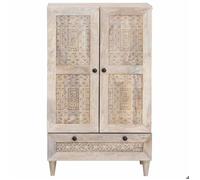 BEL-ACHAT* haut - Capacité généreuse - Cabinet Vaisselier Armoire Blanc 60x33x100 cm - Bois de manguier massif Prom64007845