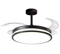Bel Air Home DUNE Ventilateur de plafond à pales rabattables - Lumière LED 36W en 3 températures d'éclairage - Télécommande - Moteur CC efficace et silencieux - 108 cm - Noir